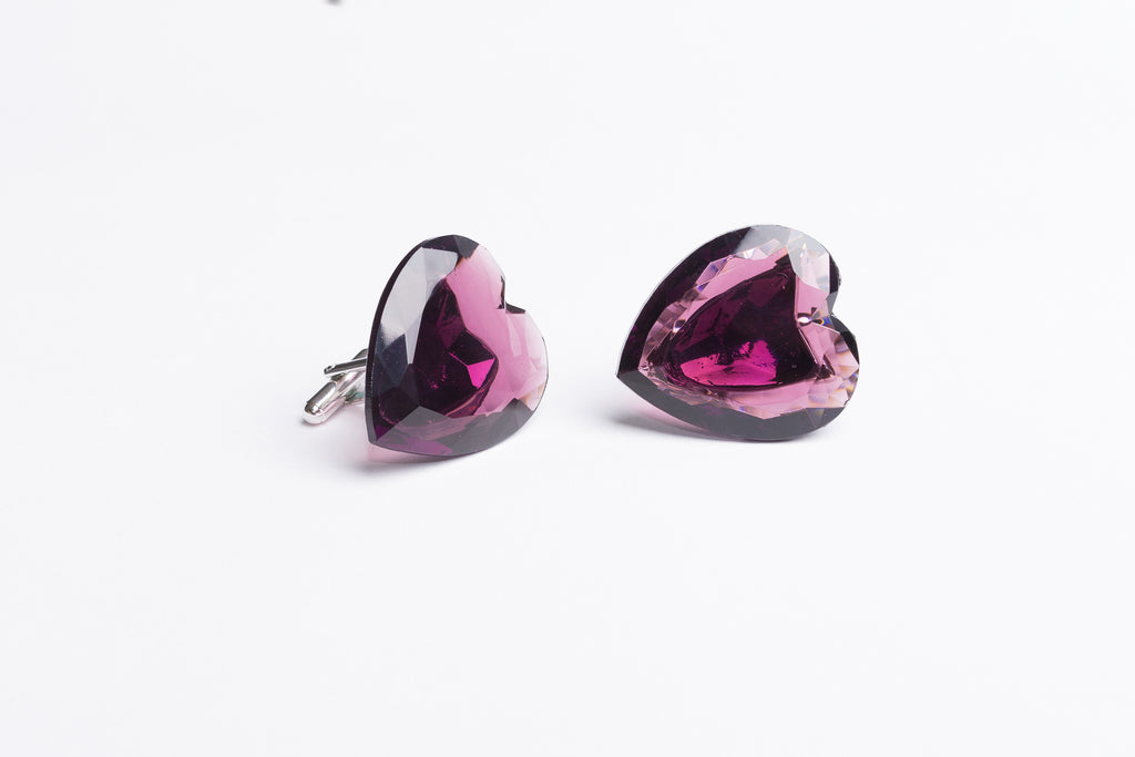 Deep Purple Rubellite Heart Cufflinks
