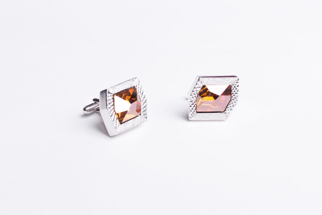 Orange Citrine Sapphire Cufflinks